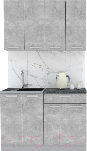 Изображение товара Кухонный гарнитур Интерлиния Мила Лайт 1.2 (бетон/бетон/кастилло темный)