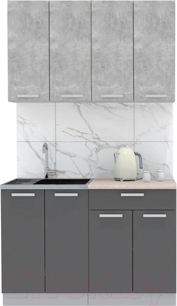 Изображение товара Кухонный гарнитур Интерлиния Мила Лайт 1.2 (бетон/антрацит/травертин)
