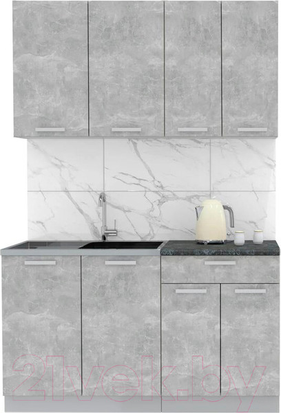 Изображение товара Кухонный гарнитур Интерлиния Мила Лайт 1.4 (бетон/бетон/кастилло темный)