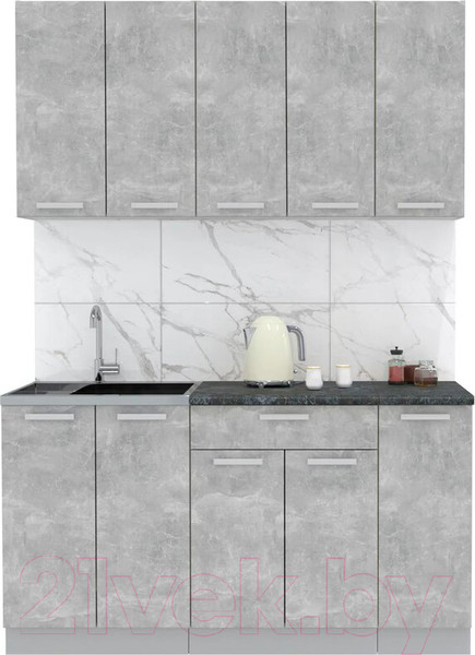 Изображение товара Кухонный гарнитур Интерлиния Мила Лайт 1.5 (бетон/бетон/кастилло темный)