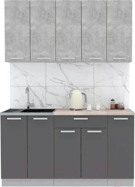 Изображение товара Кухонный гарнитур Интерлиния Мила Лайт 1.5 (бетон/антрацит/травертин)