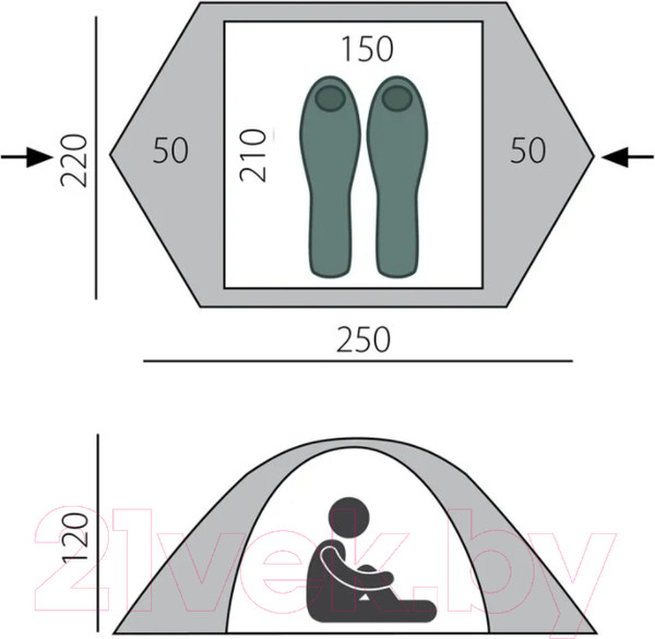 Изображение товара Палатка BTrace Cloud 2 (зеленый)