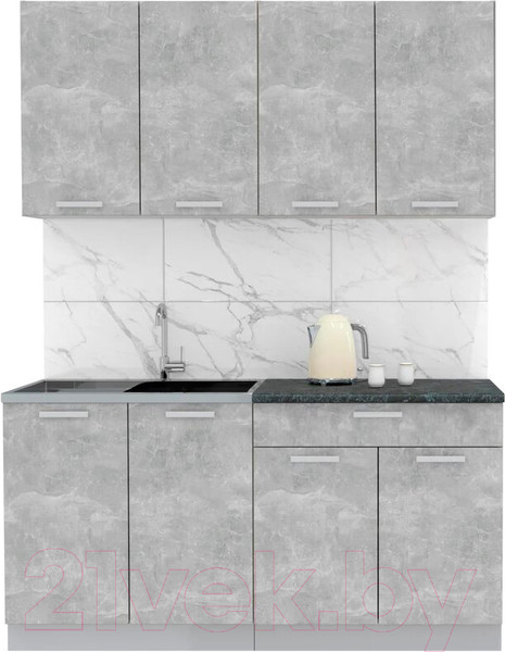 Изображение товара Кухонный гарнитур Интерлиния Мила Лайт 1.6 (бетон/бетон/кастилло темный)