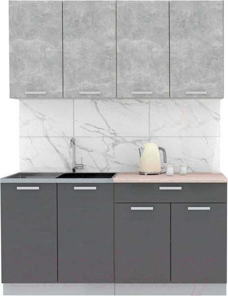 Изображение товара Кухонный гарнитур Интерлиния Мила Лайт 1.6 (бетон/антрацит/травертин)