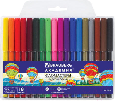 Изображение товара Фломастеры Brauberg Академия / 151412 (18шт)