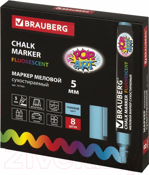 Изображение товара Маркер меловой Brauberg Pop-Art / 151533 (голубой)