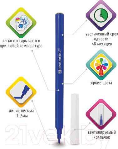 Изображение товара Фломастеры Brauberg Premium ультрасмываемые / 151938 (12шт)