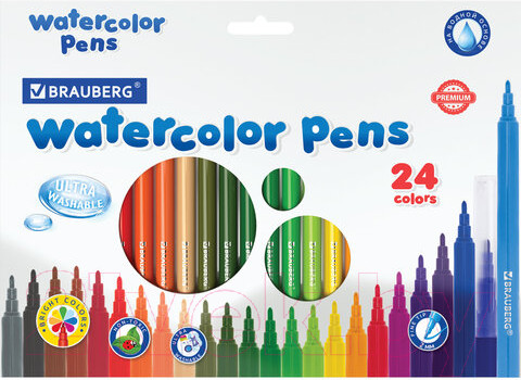 Изображение товара Фломастеры Brauberg Premium ультрасмываемые / 151940 (24шт)
