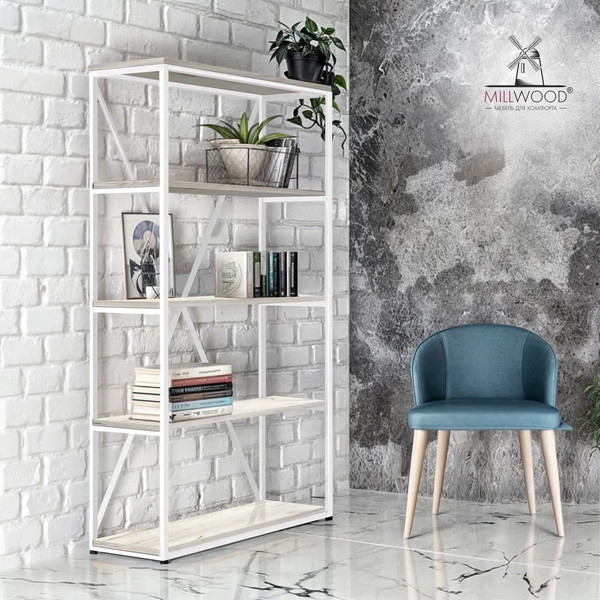 Изображение товара Стеллаж Millwood Neo Loft СН-1 Л (дуб белый Craft/металл белый)
