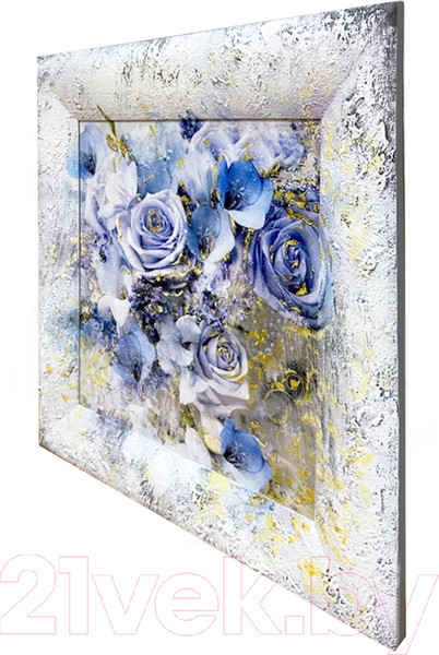 Изображение товара Картина Декарт Абстракция белые и синие розы-2 8Л3051 (в раме)