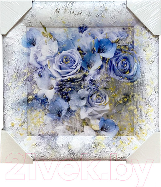 Изображение товара Картина Декарт Абстракция белые и синие розы-2 8Л3051 (в раме)