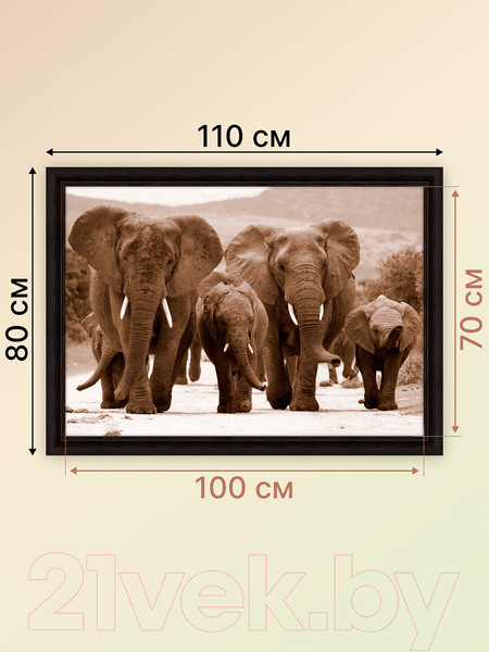 Изображение товара Картина Декарт Слоны 8Л2664 (в раме)