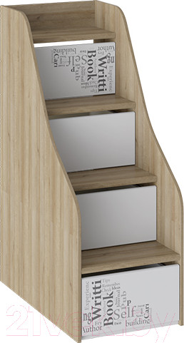 Изображение товара Лестница для кровати ТриЯ Оксфорд ТД-139.11.12 с ящиками (ривьера/белый с рисунком)