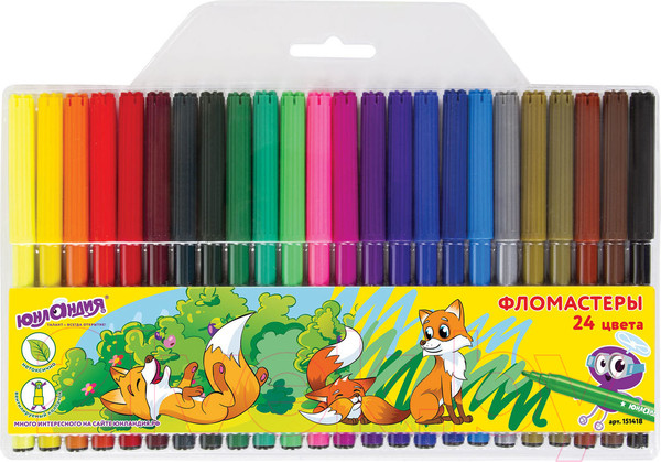 Изображение товара Фломастеры Юнландия Уроки рисования / 151418 (24шт)