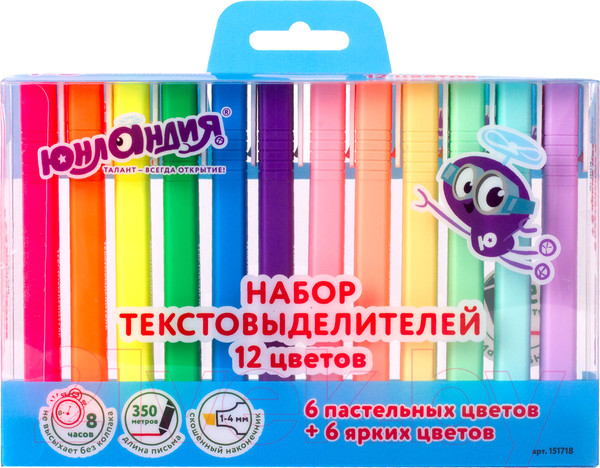 Изображение товара Текстовыделитель Юнландия Pastel / 151718 (12шт)
