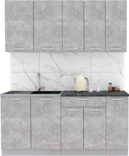Изображение товара Кухонный гарнитур Интерлиния Мила Лайт 1.7 (бетон/бетон/кастилло темный)