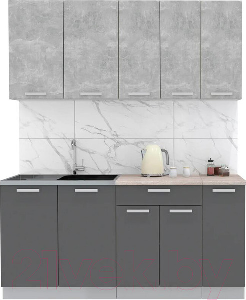 Изображение товара Кухонный гарнитур Интерлиния Мила Лайт 1.7 (бетон/антрацит/травертин)