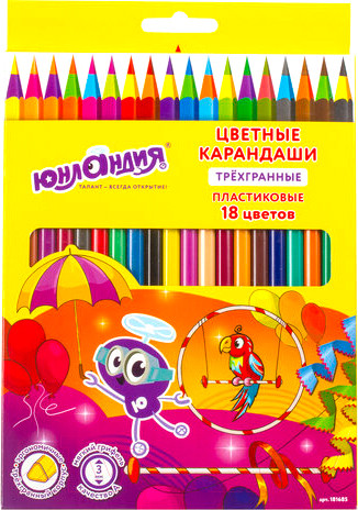 Изображение товара Набор цветных карандашей Юнландия Карнавал / 181685 (18цв)