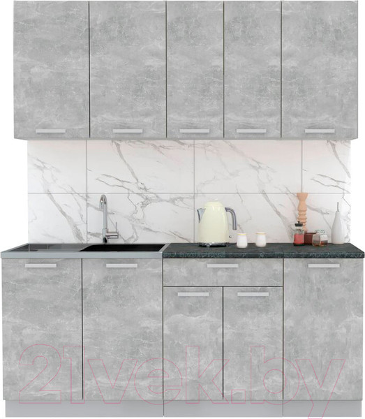 Изображение товара Кухонный гарнитур Интерлиния Мила Лайт 1.8 (бетон/бетон/кастилло темный)