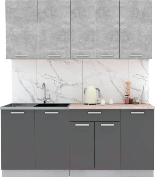 Изображение товара Кухонный гарнитур Интерлиния Мила Лайт 1.8 (бетон/антрацит/травертин)