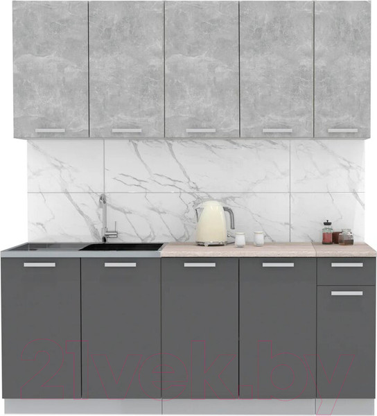 Изображение товара Кухонный гарнитур Интерлиния Мила Лайт 1.9 (бетон/антрацит/травертин)