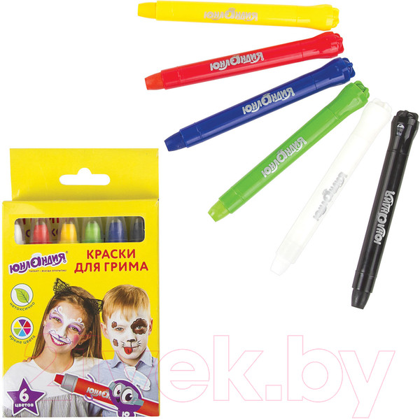 Изображение товара Набор детских красок для грима Юнландия 191307 (6цв)