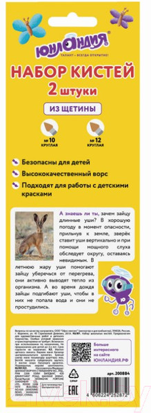 Изображение товара Набор кистей Юнландия Щетина / 200884 (2шт)