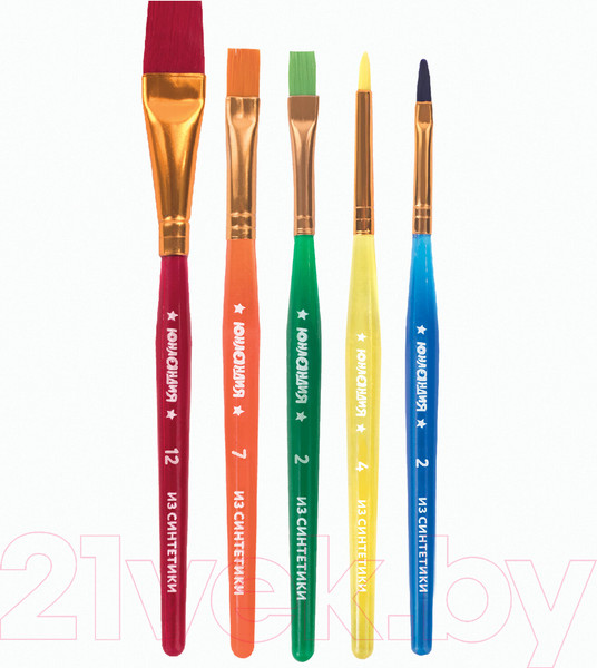 Изображение товара Набор кистей Юнландия Синтетика / 200889 (5шт)