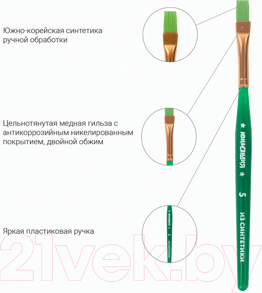 Изображение товара Набор кистей Юнландия Синтетика / 200889 (5шт)