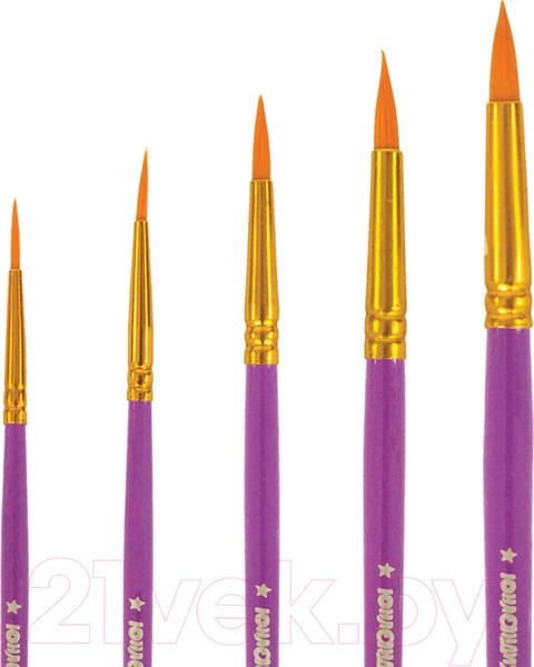 Изображение товара Набор кистей Юнландия Синтетика / 200895 (5шт)