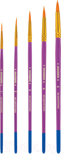 Изображение товара Набор кистей Юнландия Синтетика / 200895 (5шт)