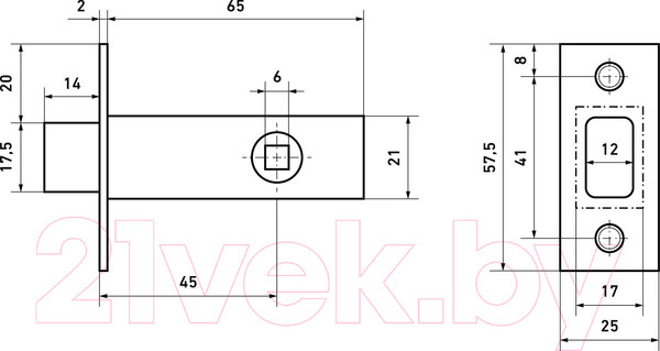 Изображение товара Защелка врезная Аллюр АРТ LB45-6 SN (матовый никель)