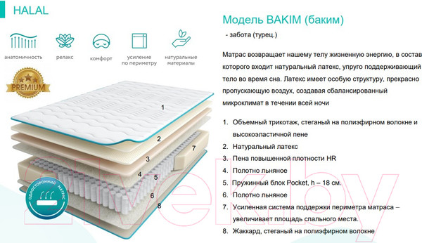 Изображение товара Матрас Askona Halal Bakim 180x200