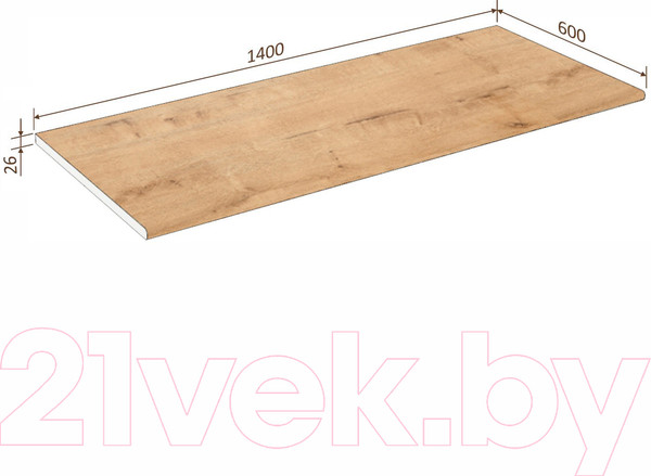 Изображение товара Столешница Кортекс-мебель 1400x600x26 (дуб бунратти)