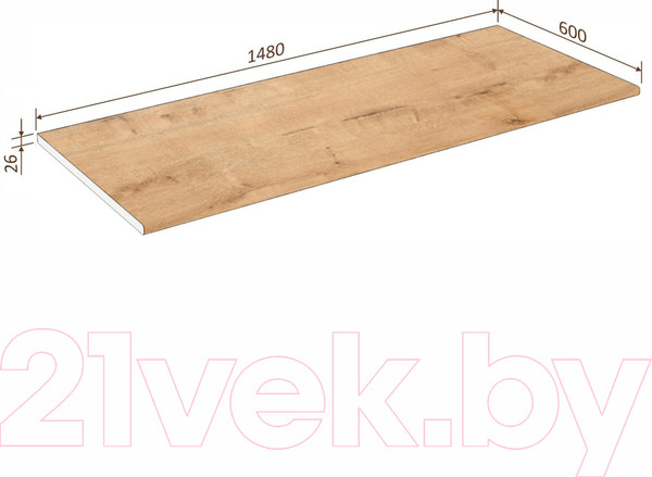 Изображение товара Столешница Кортекс-мебель 1480x600x26 (дуб бунратти)