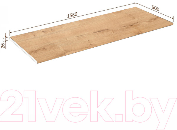 Изображение товара Столешница Кортекс-мебель 1580x600x26 (дуб бунратти)