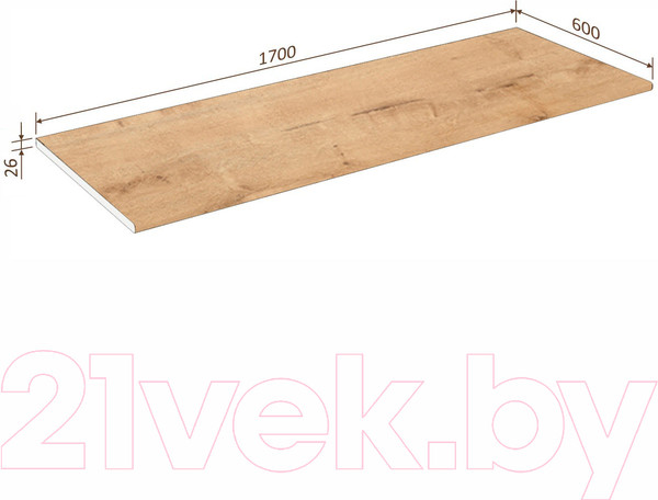 Изображение товара Столешница Кортекс-мебель 1700x600x26 (дуб бунратти)