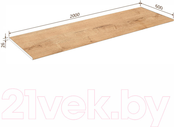 Изображение товара Столешница Кортекс-мебель 2000x600x26 (дуб бунратти)