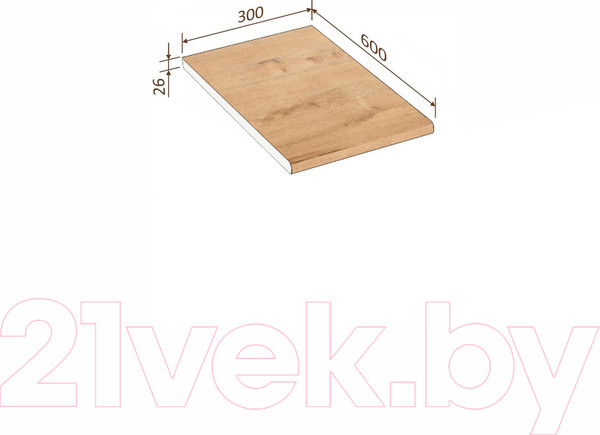 Изображение товара Столешница Кортекс-мебель 300x600x26 (дуб бунратти)
