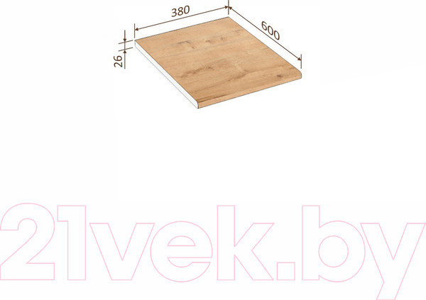 Изображение товара Столешница Кортекс-мебель 380x600x26 (дуб бунратти)