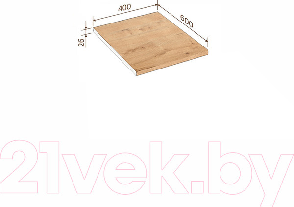 Изображение товара Столешница Кортекс-мебель 400x600x26 (дуб бунратти)