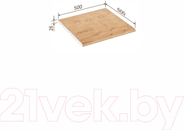 Изображение товара Столешница Кортекс-мебель 500x600x26 (дуб бунратти)