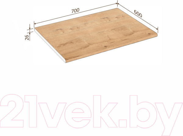 Изображение товара Столешница Кортекс-мебель 700x600x26 (дуб бунратти)