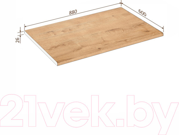 Изображение товара Столешница Кортекс-мебель 880x600x26 (дуб бунратти)