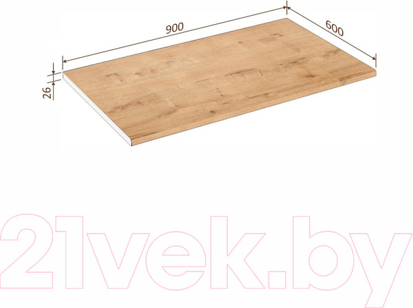 Изображение товара Столешница Кортекс-мебель 900x600x26 (дуб бунратти)