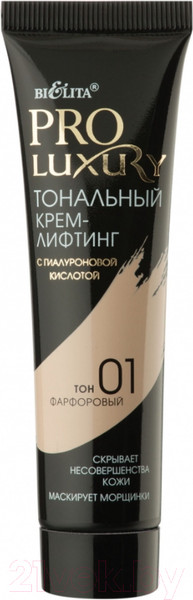 Изображение товара Тональный крем Belita Proluxury с гиалуроновой кислотой тон 01 фарфоровый (30мл)