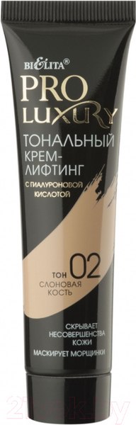 Изображение товара Тональный крем Belita Proluxury с гиалуроновой кислотой тон 02 слоновая кость (30мл)