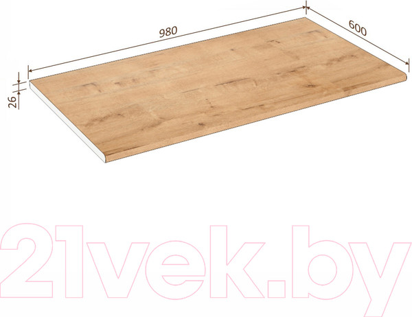 Изображение товара Столешница Кортекс-мебель 980x600x26 (дуб бунратти)