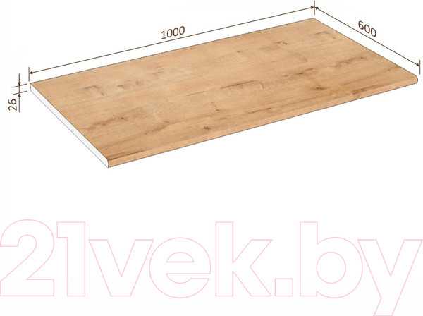 Изображение товара Столешница Кортекс-мебель 1000x600x26 (дуб бунратти)
