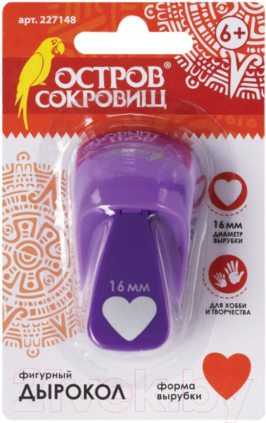 Изображение товара Фигурный дырокол Остров Сокровищ Сердце / 227148 (16мм)